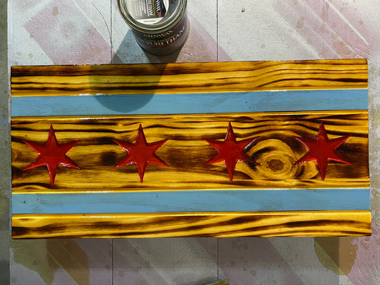 Wooden Chicago Flag | CNC Made