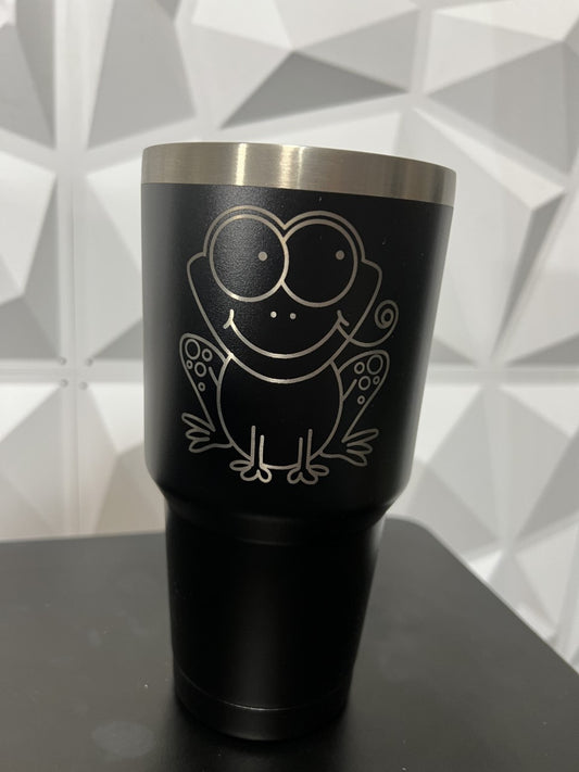 Frog Design 30 OZ Insulated Tumbler | Double Wall Vacuum Stainless Steel Travel Mug with Lid, straws