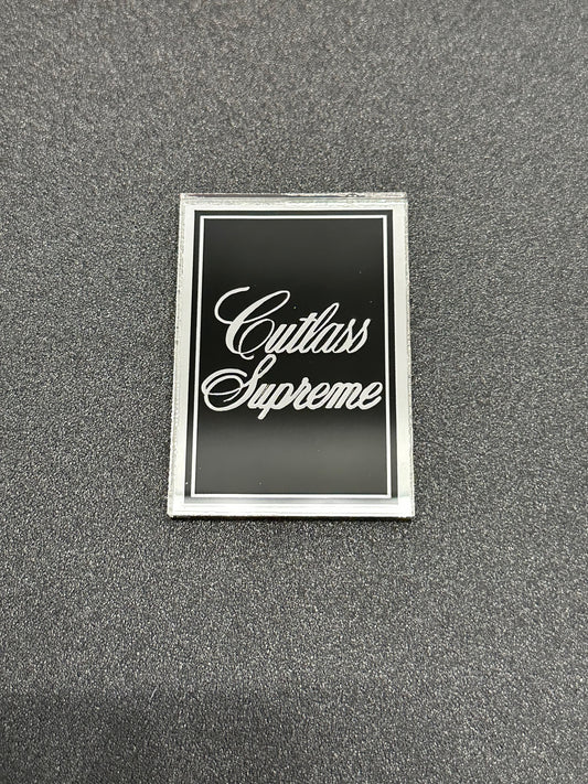 1978 1979 Oldsmobile Cutlass Supreme Header Panel Emblem Cutlass Supreme Black and Chrome