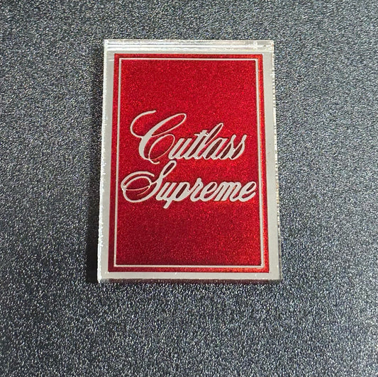 1978 1979 Oldsmobile Cutlass Supreme Header Panel Emblem Cutlass Supreme Red and Chrome